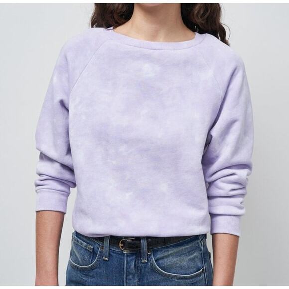 Nili Lotan Classic Crewneck Sweatshirt Light Lavender Tie Dye Size M - Picture 1 of 12
